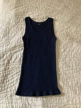 100% Wool - DILLING Ribbed Merino Tank - Navy